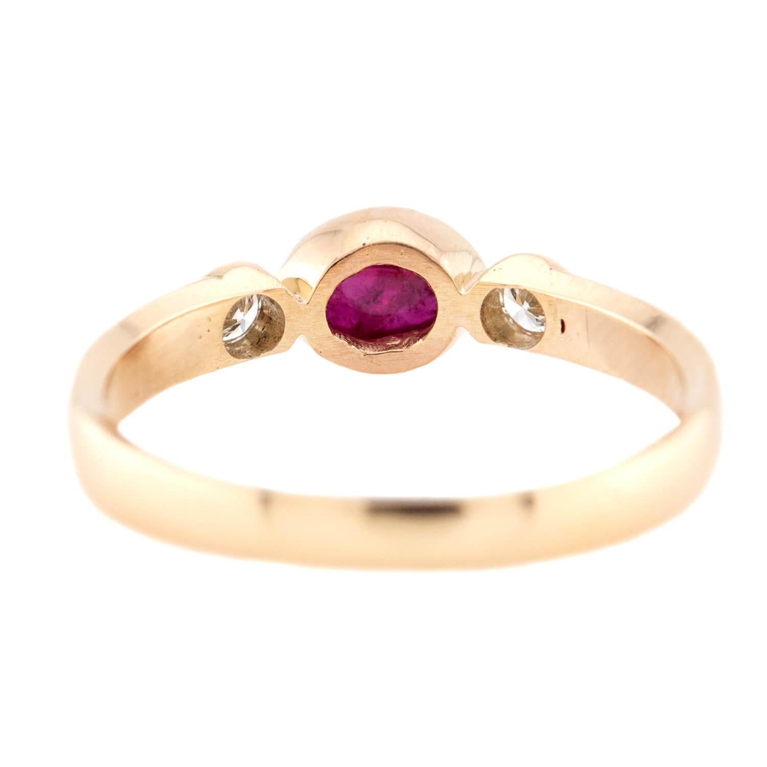 14K Gold Ruby and Diamond Three-Stone Ring for Women - Elegant Vintage Style Jewelry for Engagement, Anniversary, and Special Occasions
