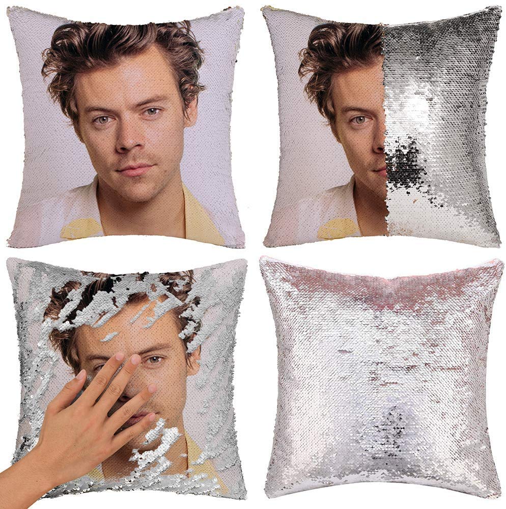Harry Potter Sequin Pillow Cover 16x16 Inch - Magic Reversible Cushion Case with Funny Gag Gift Design (Silver, No Insert Included) | Perfect for Harry Potter Fans, Home Decor, Movie Nights & Themed Parties