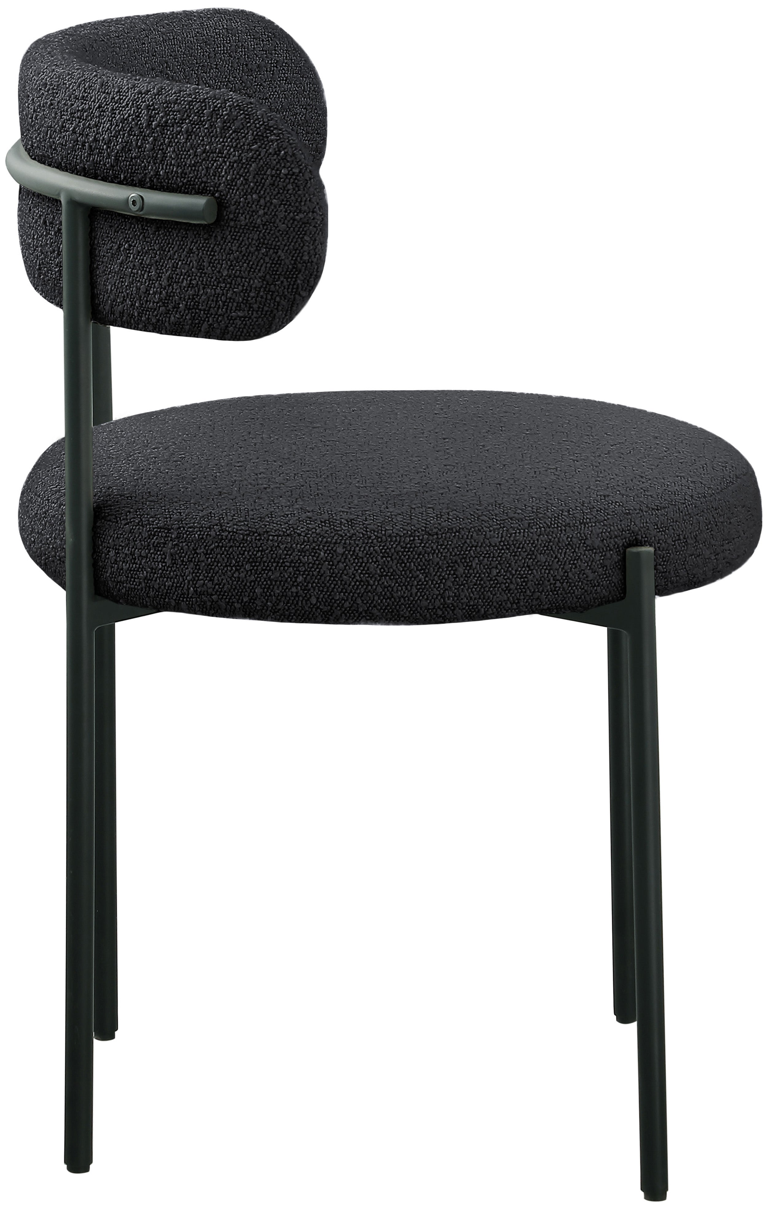 Luxury Boucle Fabric Dining Chair - Modern Upholstered Accent Chair for Dining Room, Living Room & Office - Soft & Comfortable Seat with Sturdy Metal Legs