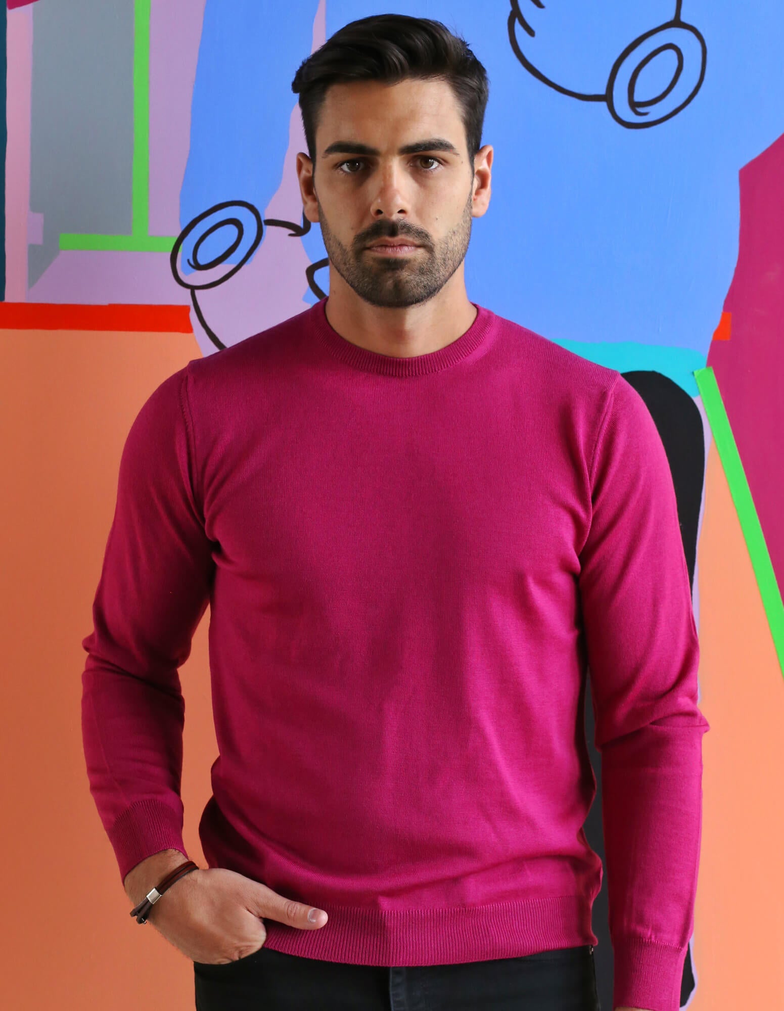 Premium Merino Wool Crew Neck Sweater for Women - Soft & Warm Winter Pullover - Magenta Color - Perfect for Casual Wear, Office & Outdoor Activities