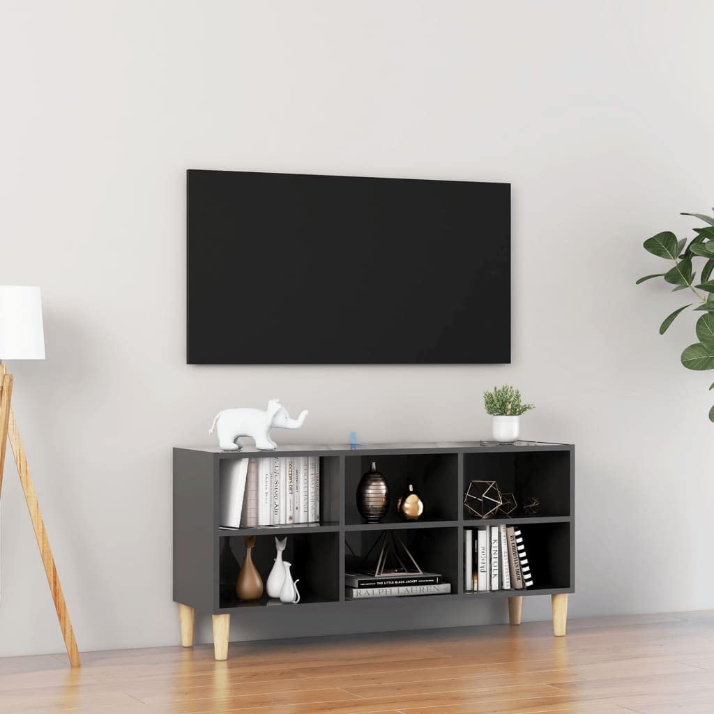 Vintage Solid Wood TV Stand with Storage - Retro TV Cabinet, Tea End Side Table for Living Room, Home Office - 40.7