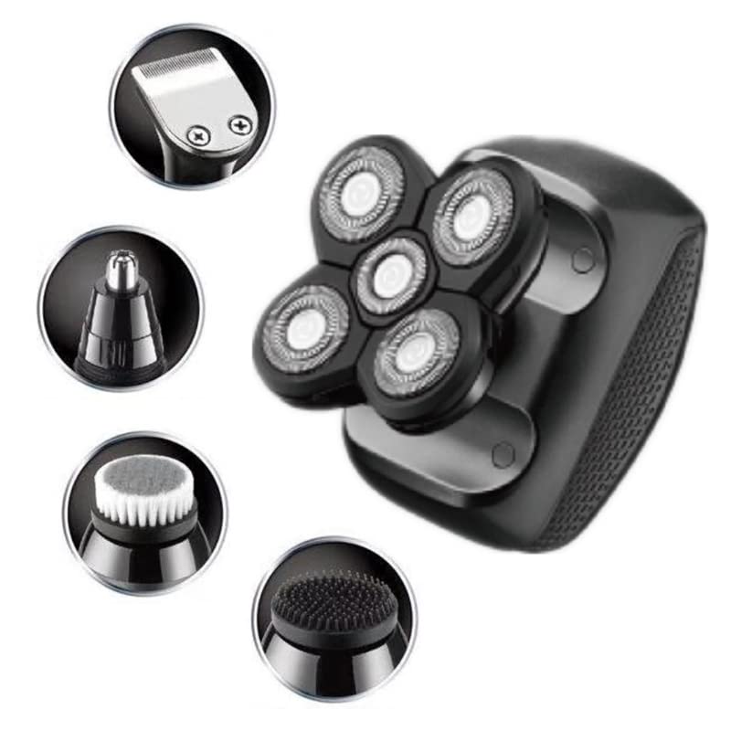 5-in-1 Electric Shaver for Bald Men - Rechargeable Waterproof Head & Body Grooming Kit with Beard Trimmer - Perfect for Travel, Gym & Daily Shaving Routine