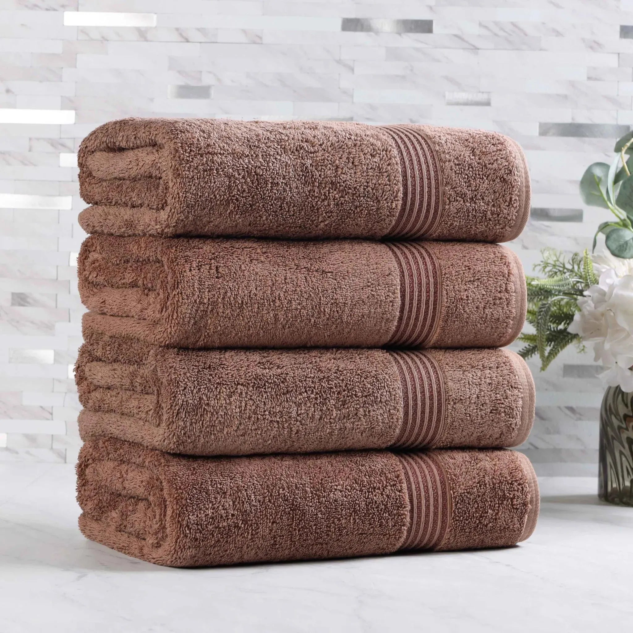 Premium Egyptian Cotton Bath Towels Set of 4 - Ultra Soft & Highly Absorbent Luxury Towels for Spa, Hotel & Home Use