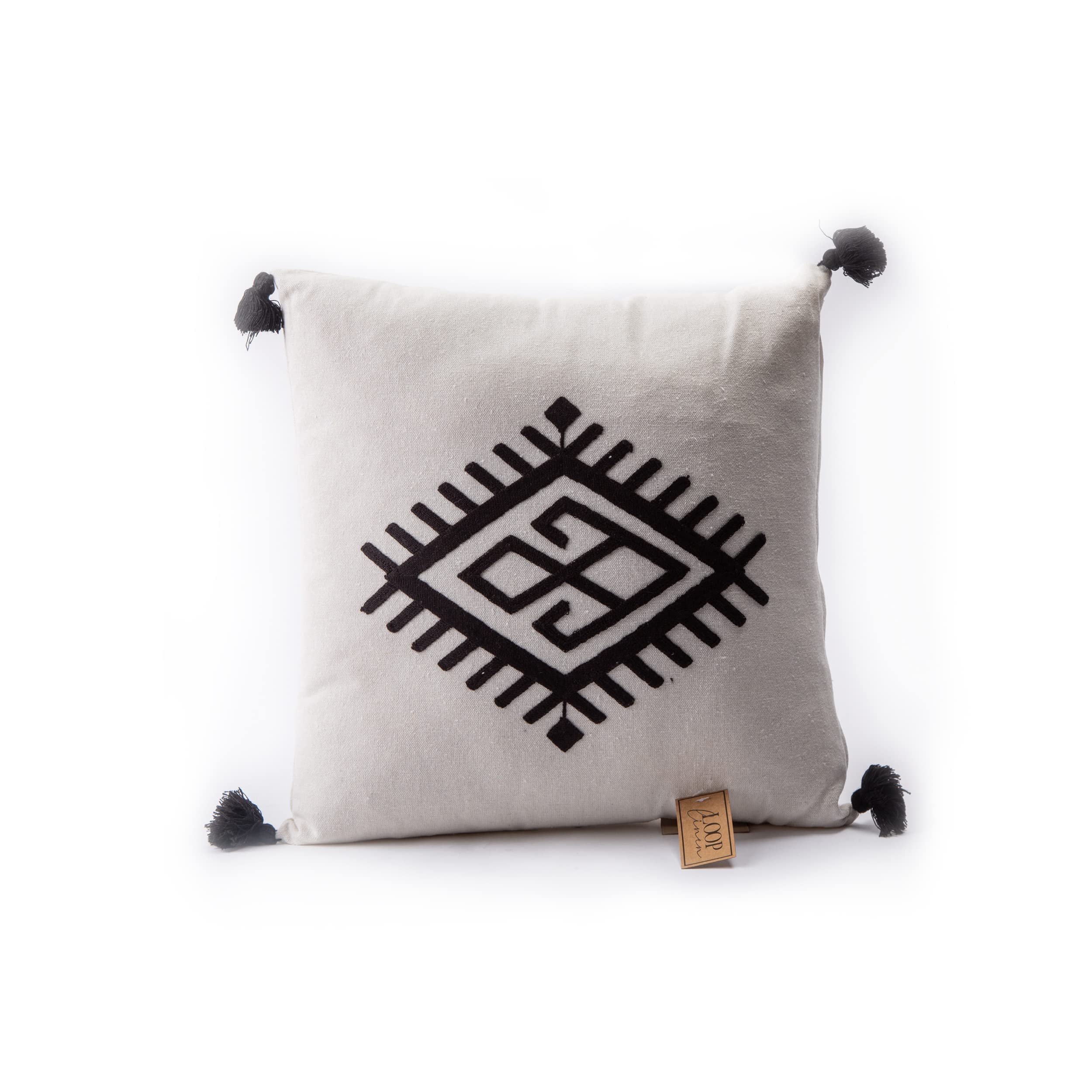100% Cotton Boho Throw Pillow Covers 16x16 - Living Room & Bedroom Decor for Sofa & Couch