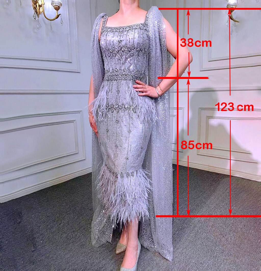Elegant Grey Mermaid Evening Dress with Beading & Feather Details - Sexy High-Leg Split Formal Gown for Women | Perfect for Prom, Cocktail Parties & Special Occasions