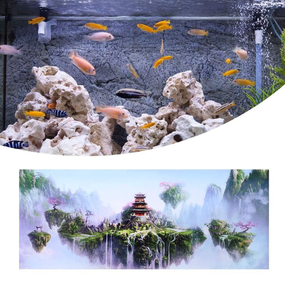 3D PVC Aquarium Background Sticker - Sky Castle Fish Wallpaper for Tank Decoration (61x30cm) - Perfect for Freshwater & Saltwater Tanks