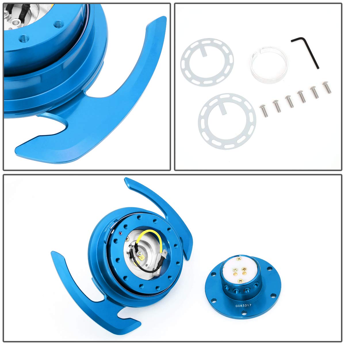 NRG Innovations SRK-700BL Gen 4.0 Quick Release Steering Wheel Adapter - Aluminum Racing Wheel Hub with Paddle Shifters & Free LED Keychain Flashlight - Perfect for Drift, Track, and Sim Racing Enthusiasts
