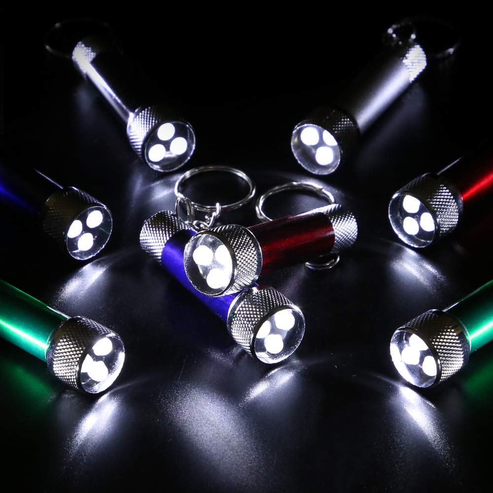 PROLOSO Mini LED Flashlight Keychains - 20 Pack Bulk Keyring Torch Lights for Kids, Camping, Emergencies & Party Favors | Bright Portable Flashlights for Hiking, Nighttime Safety & Outdoor Adventures