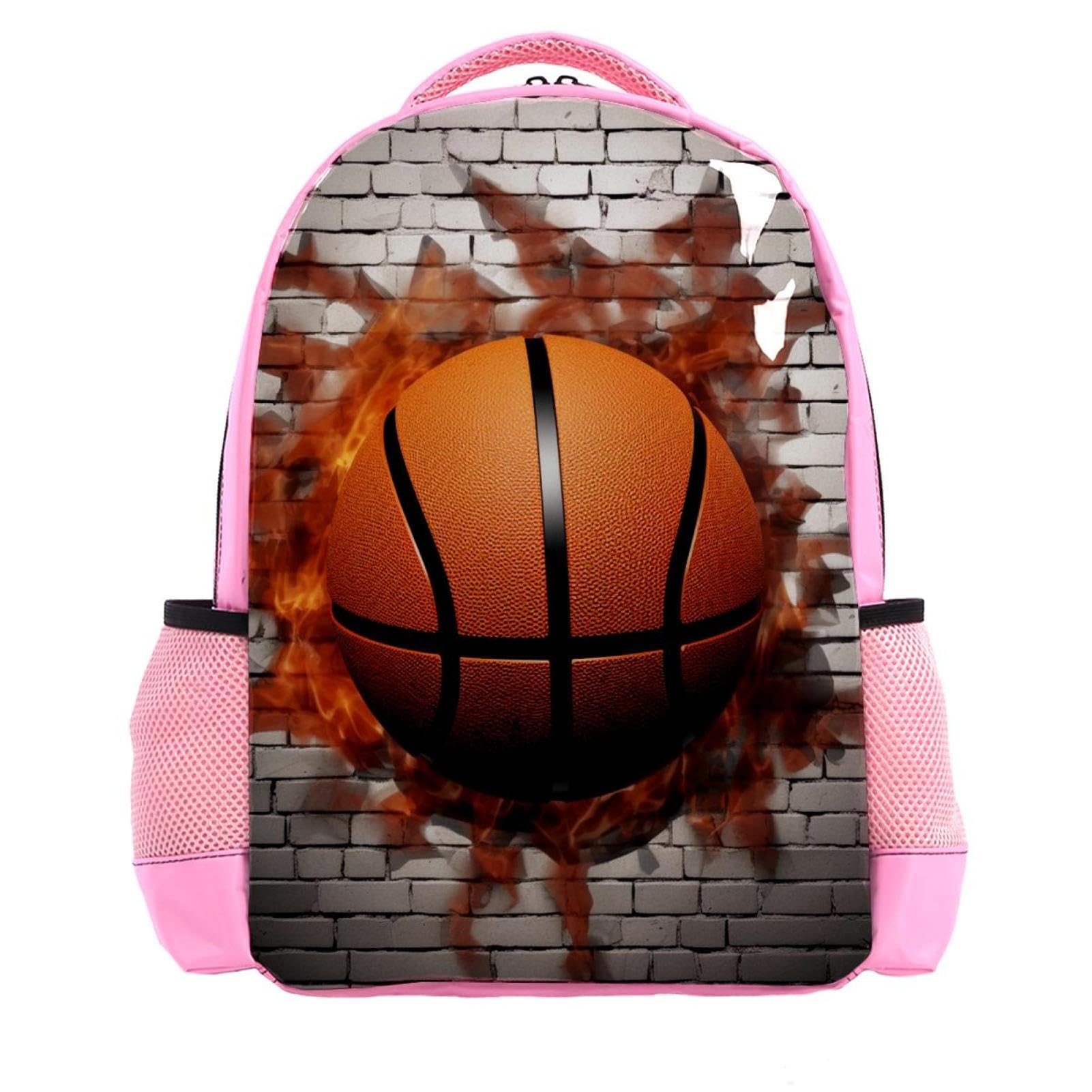 3D Pattern Basketball Backpack for Women & Men - Lightweight Travel Backpack with USB Charging Port - Perfect for School, Gym, Hiking and Daily Commute
