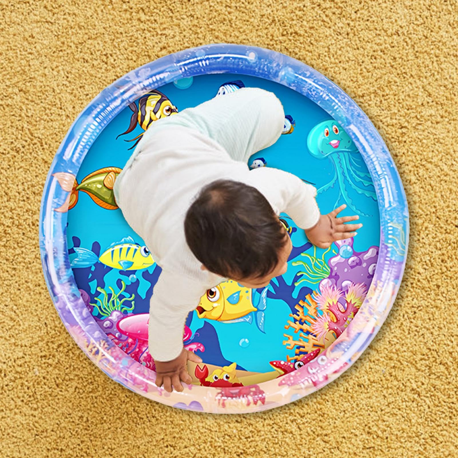 **Inflatable Baby Water Play Mat - Large Sensory Activity Center for Motor Development & Muscle Strengthening | Portable Tummy Time Mat for Infants & Toddlers | Perfect for Indoor & Outdoor Water Play**