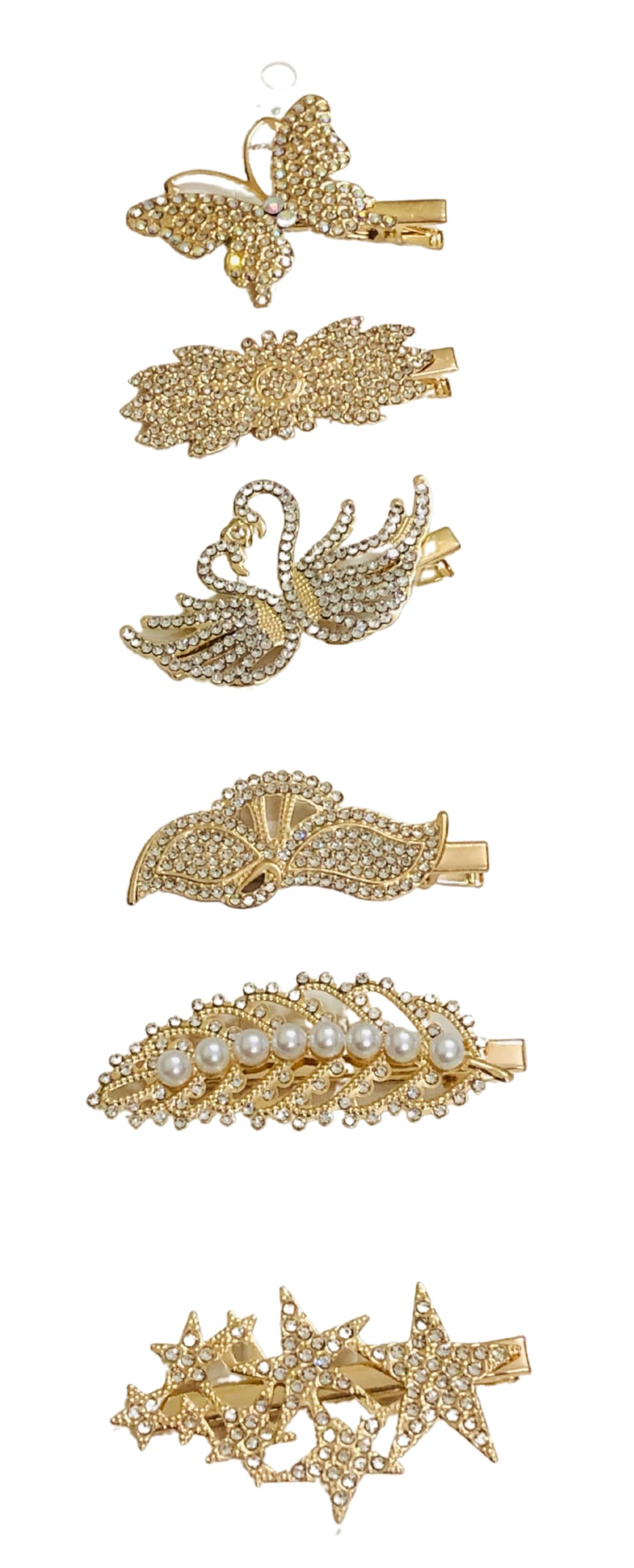 Samyak 12-Piece Studded Hair Pins Set - Stylish Floral Metal Stone Hair Clips for Women & Girls | Multi-Design Hair Accessories for Parties, Weddings & Everyday Use
