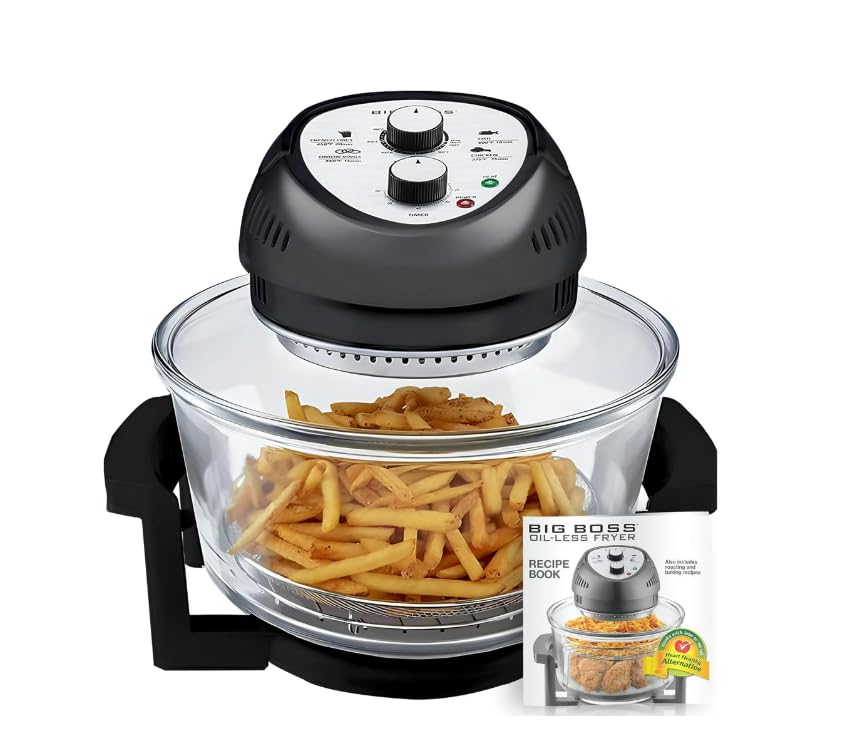 16Qt Air Fryer Toaster Oven Combo - 1300W Large Countertop Convection Oven with Rotisserie & Glass Bowl - Perfect for Baking, Roasting, and Air Frying - Ideal for Small Kitchens and Family Cooking (Black)