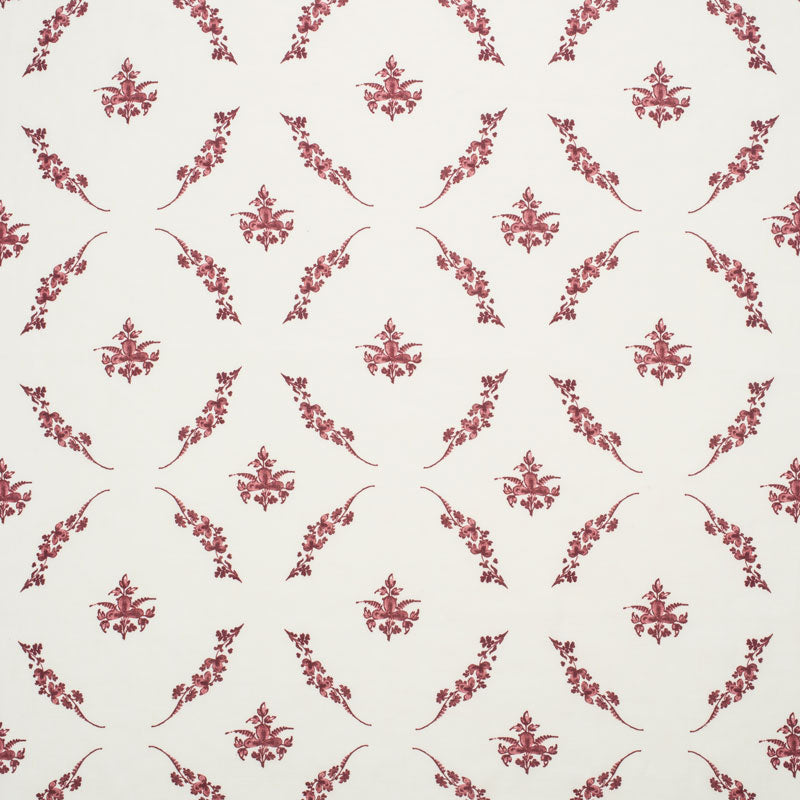 Trifolium Wreath Linen Table Runner - Raspberry on Ivory Floral Design for Farmhouse Dining & Wedding Decor