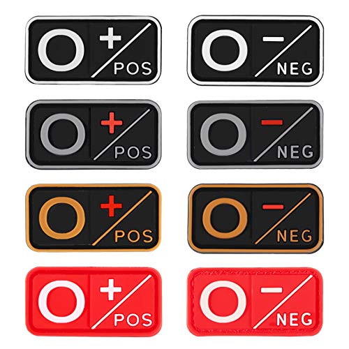D-FLIFE 3D PVC Blood Type Patch Kit - A+, B+, AB+, O+ Positive & A-, B-, AB-, O- Negative Rubber Fasteners (O- Negative) - Ideal for Medical ID, Emergency Preparedness & First Aid Kits