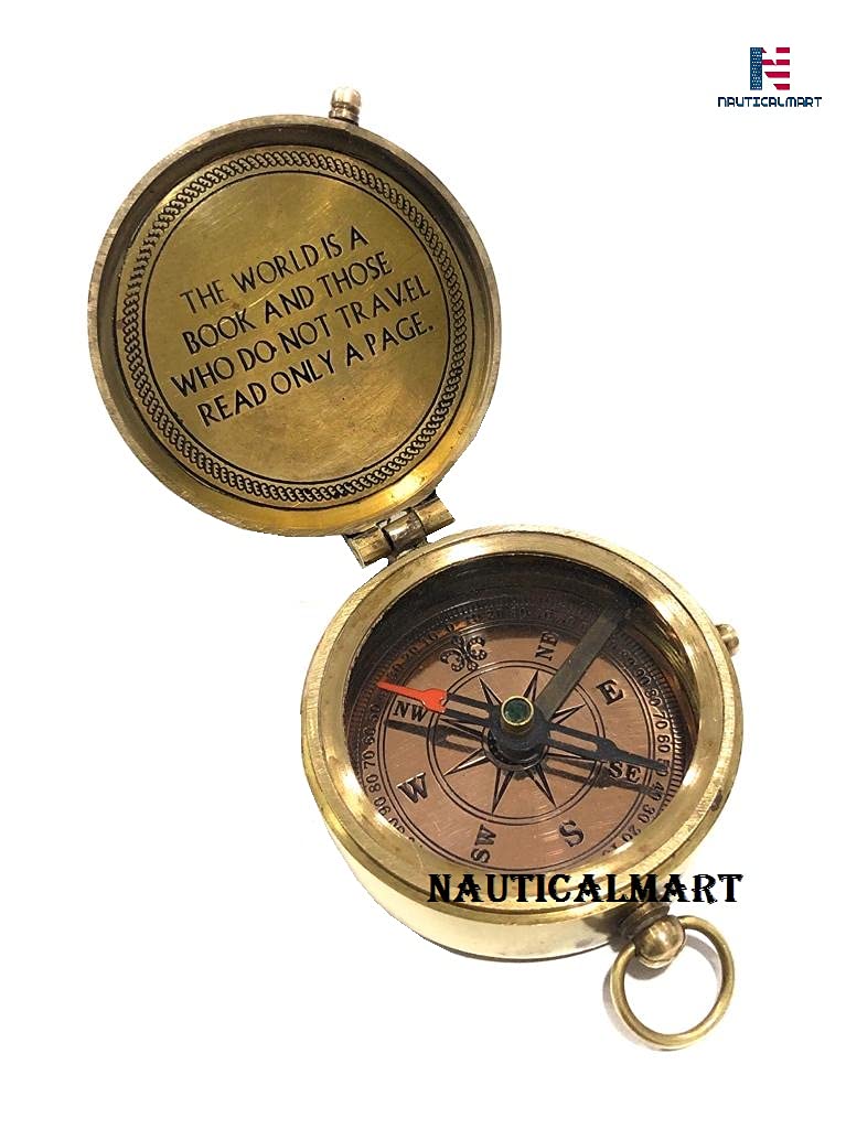 Nautical-Mart World Map Compass Gift Set - Inspirational Travel Gifts for Baptism, Confirmation, Missionary, Birthday, Wedding & Anniversary - Unique Corporate & Father's/Mother's Day Presents - Perfect for Adventurers, Graduates & Wanderlust Souls