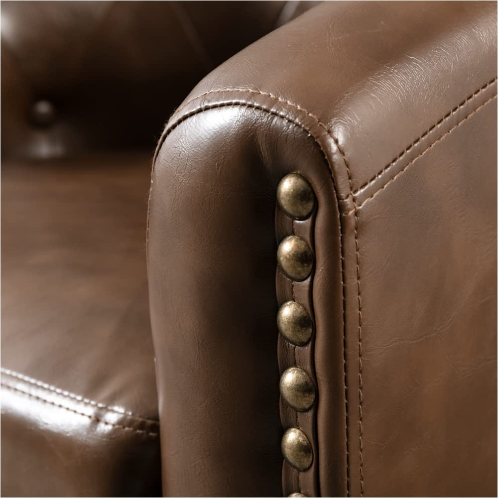 Luxury PU Leather Tufted Barrel Tub Chair for Living Room, Bedroom & Club - Stylish Accent Seating for Home & Office Decor