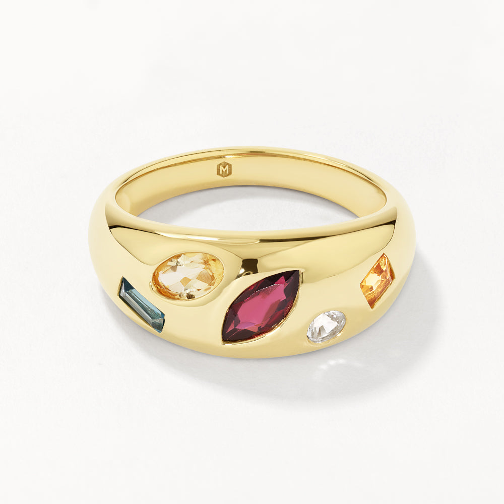Garnet Multi Gemstone Gypsy Ring in Gold - Elegant Bohemian Jewelry for Women - Perfect for Parties, Weddings & Everyday Wear