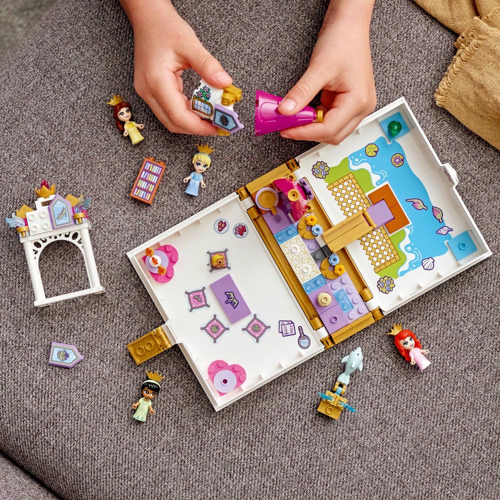 LEGO 43193 Disney Princess Storybook Adventures Building Kit with Ariel, Belle, Cinderella & Tiana - Creative Play Set for Kids Birthday Gifts & Disney Collectors