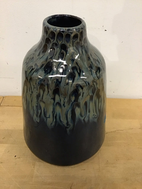 11-Inch Blue Ceramic Vase - Handcrafted Home Decor for Living Room, Dining Table, or Wedding Centerpiece