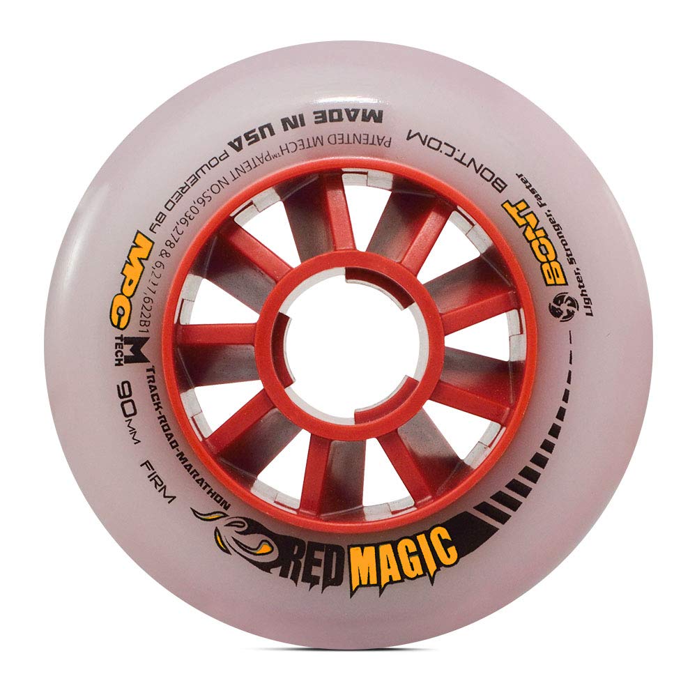 Bont Skates Red Magic Inline Speed Skate Wheels - High Performance 100mm 85A Wheels for Road & Track Skating - Perfect for Competitive Racing & Training