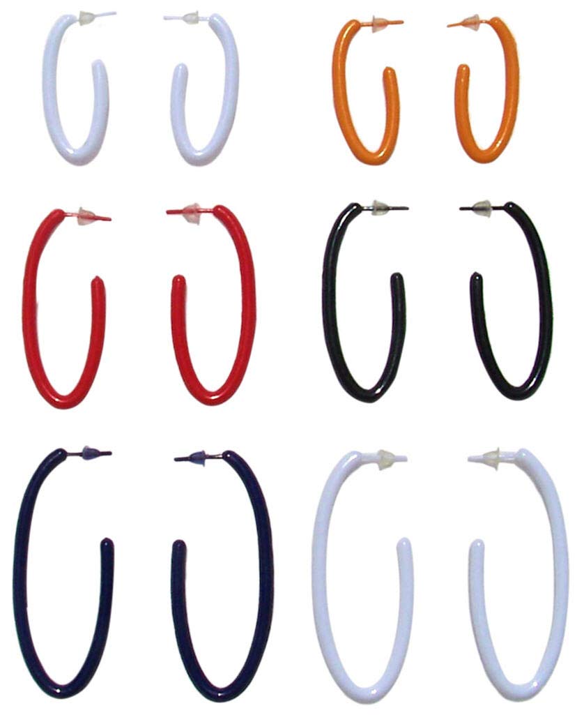 6 Pairs Hypoallergenic Acrylic Hoop Earrings for Sensitive Ears - Non-Metal Plastic Studs, Multi-Color Fashion Jewelry for Women - Perfect for Daily Wear, Work & Special Occasions