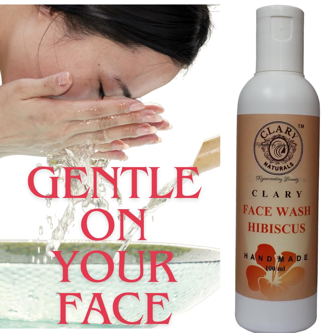 Clary Naturals Hibiscus Anti-Aging Face Wash - Sulfate & Paraben Free Cleanser for Men & Women | Natural Skincare for Youthful Glow | Perfect for Daily Face Cleansing & Anti-Wrinkle Care