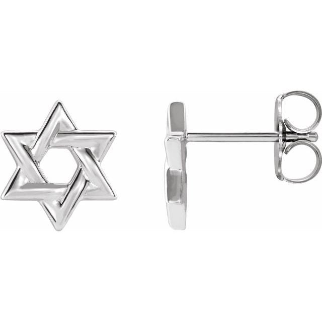 14K Rose Gold, Yellow Gold, White Gold or Platinum Star of David Earrings for Women - Jewish Religious Jewelry Gift for Hanukkah, Bat Mitzvah & Special Occasions