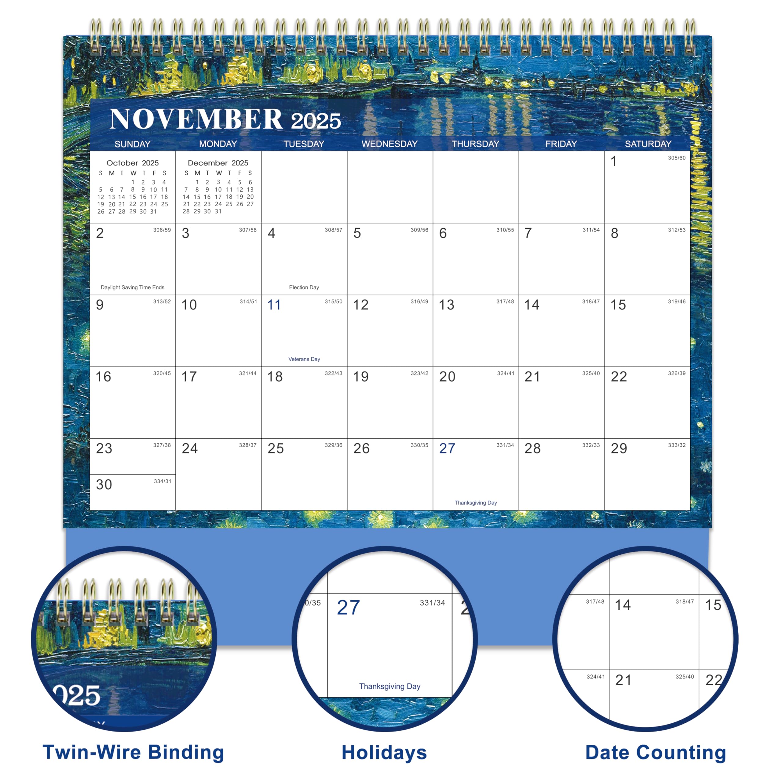 2025-2026 18-Month Desk Calendar | July 2025 - December 2026 | Standing Flip Desktop Planner | 9.8