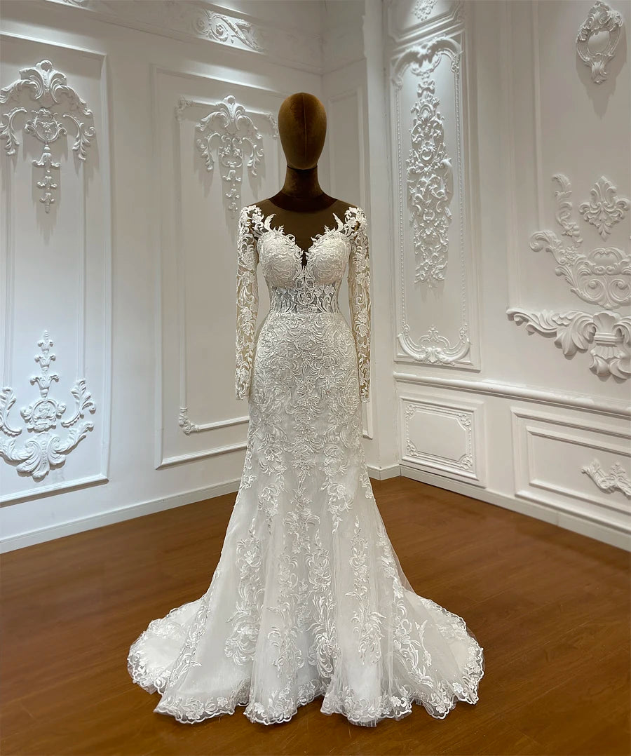 Elegant Full Lace Two-Piece Mermaid Wedding Dress with Ball Gown Skirt - Perfect for Bridal Ceremonies, Formal Events & Romantic Photos