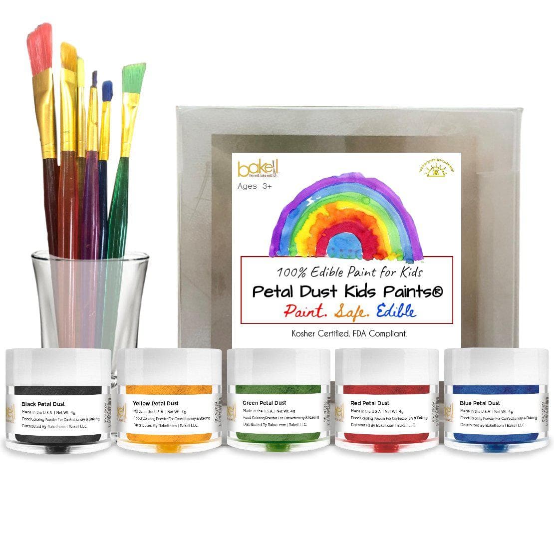 Non-Toxic Edible Kids Paint & Paint Brush Set - 11 Piece Safe Art Kit for Toddlers & Children - Perfect for Birthday Gifts, Classroom Activities & Creative Playtime