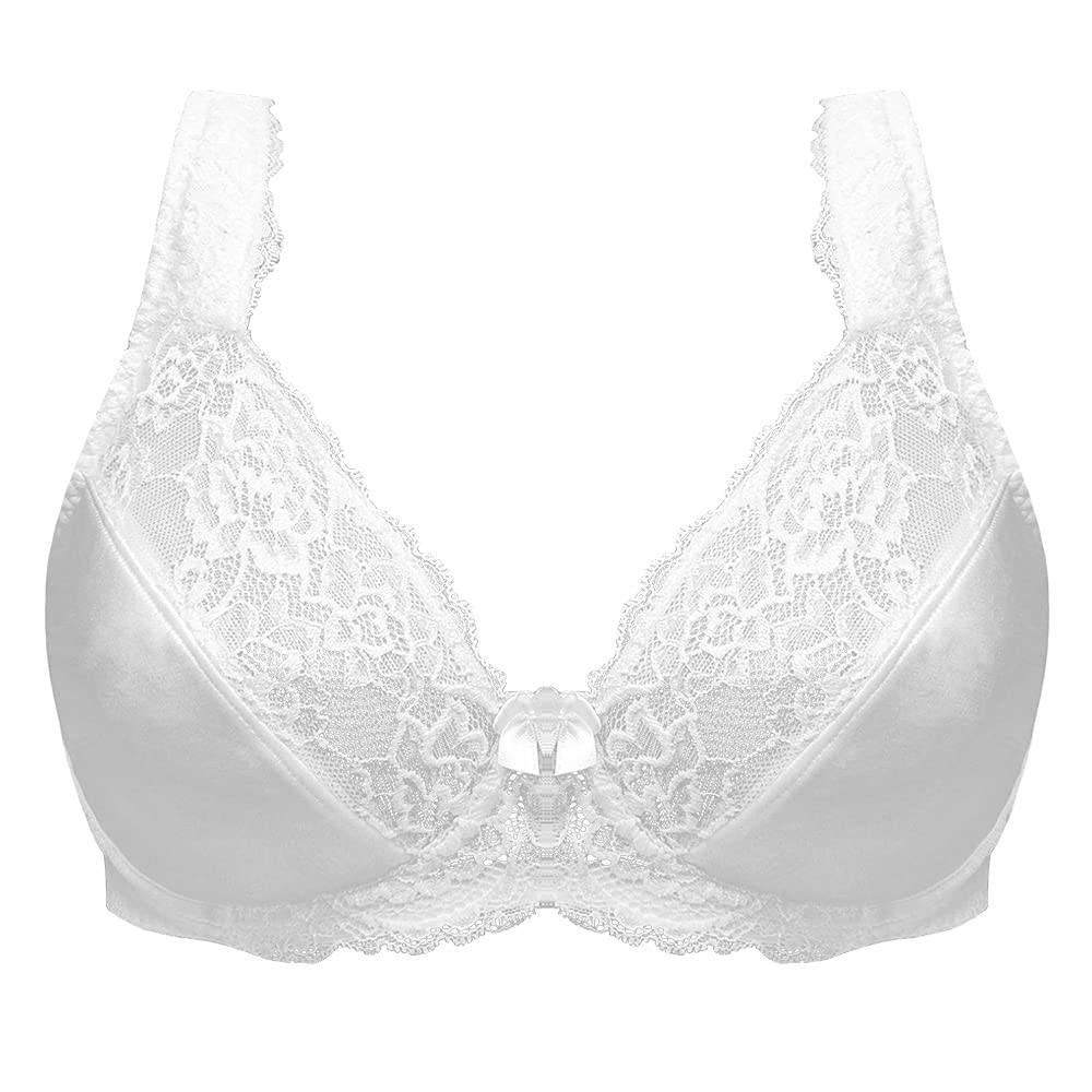Women's Floral Lace Underwire Push Up Bra - Non Padded Full Figure Support Bralette for Everyday Wear & Special Occasions