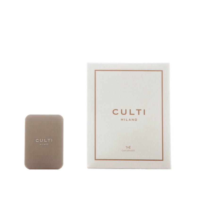 CULTI MILANO Taupe Leather Car Diffuser with Thé Scent - Premium Aromatherapy for Cars & Home Décor - Perfect for Relaxation & Freshening Your Space