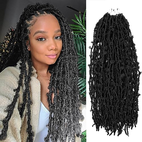 Butterfly Locs Crochet Hair 24 Inch - 6 Packs Distressed Faux Locs for Black Women | Natural Looking Long Crochet Braids for Protective Styling & Everyday Wear (1B, Pack of 6)