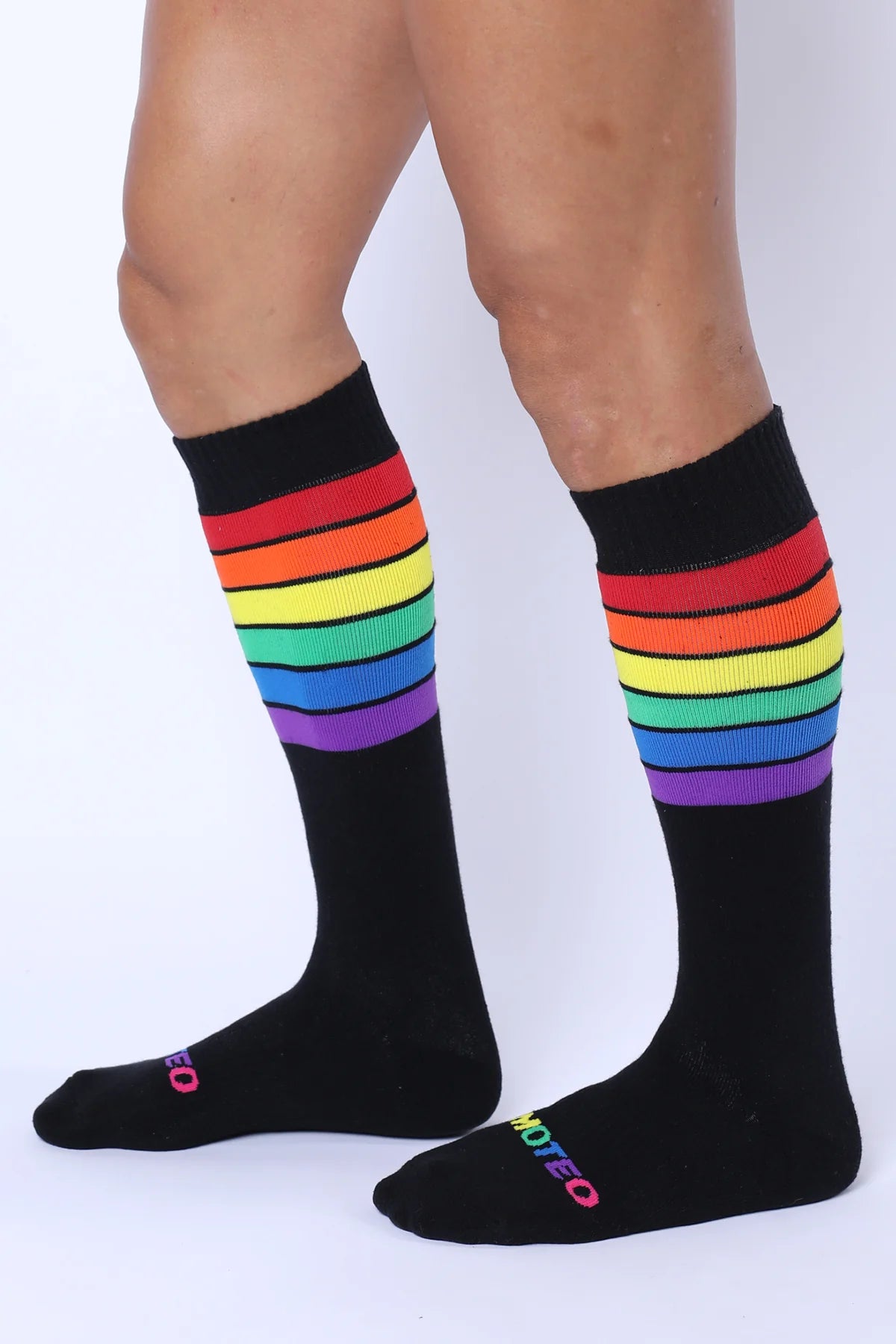 Timoteo Pride Socks for Men & Women - Black LGBTQ+ Rainbow Flag Design - Comfortable Cotton Crew Socks for Everyday Wear, Pride Parades & LGBTQ Events