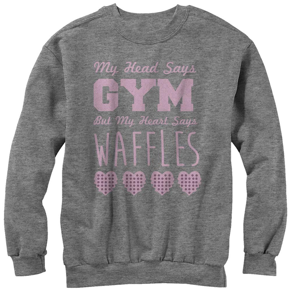 Women's Funny Gym Sweatshirt - 'Head Says Gym Heart Says Waffles' Motivational Workout Hoodie | Perfect for Yoga, Running & Casual Wear