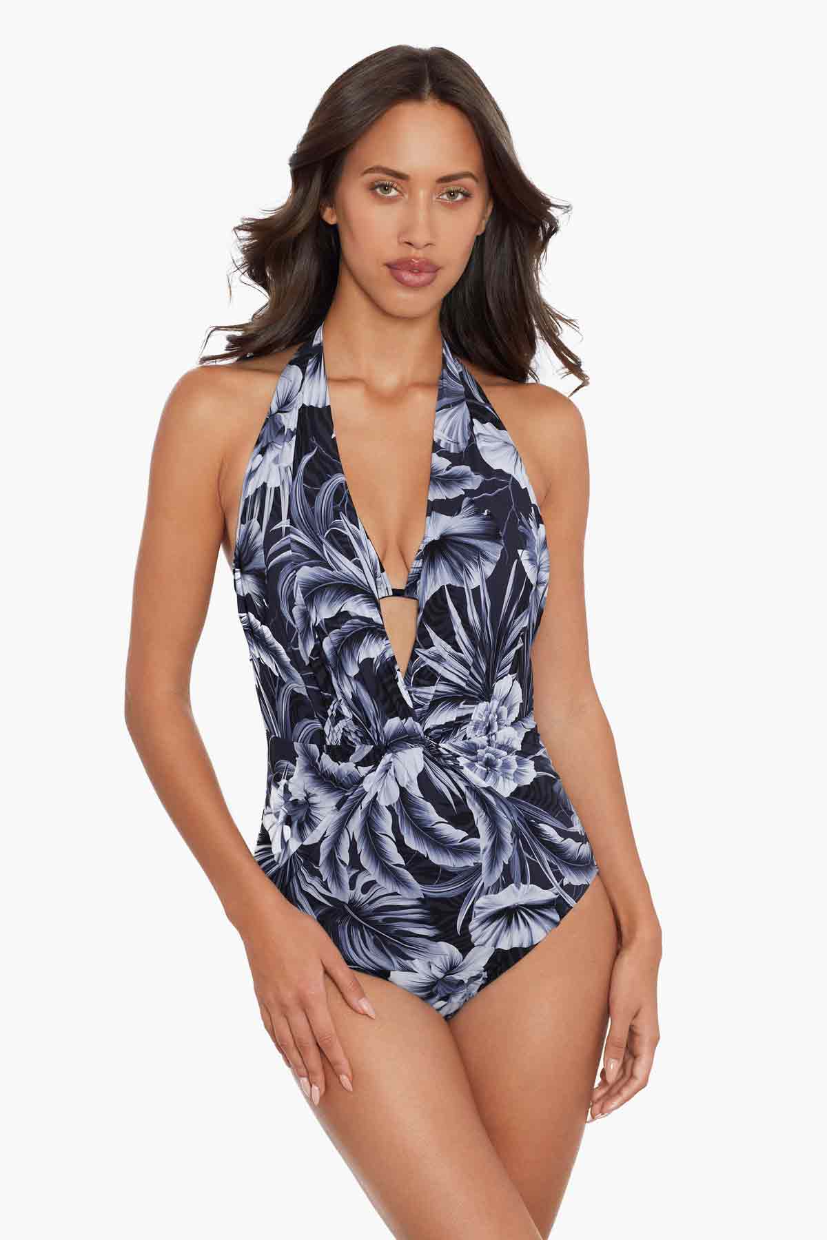 Laila Women's Blue Panther Print One Piece Swimsuit - Stylish & Comfortable for Beach, Pool & Summer Vacations