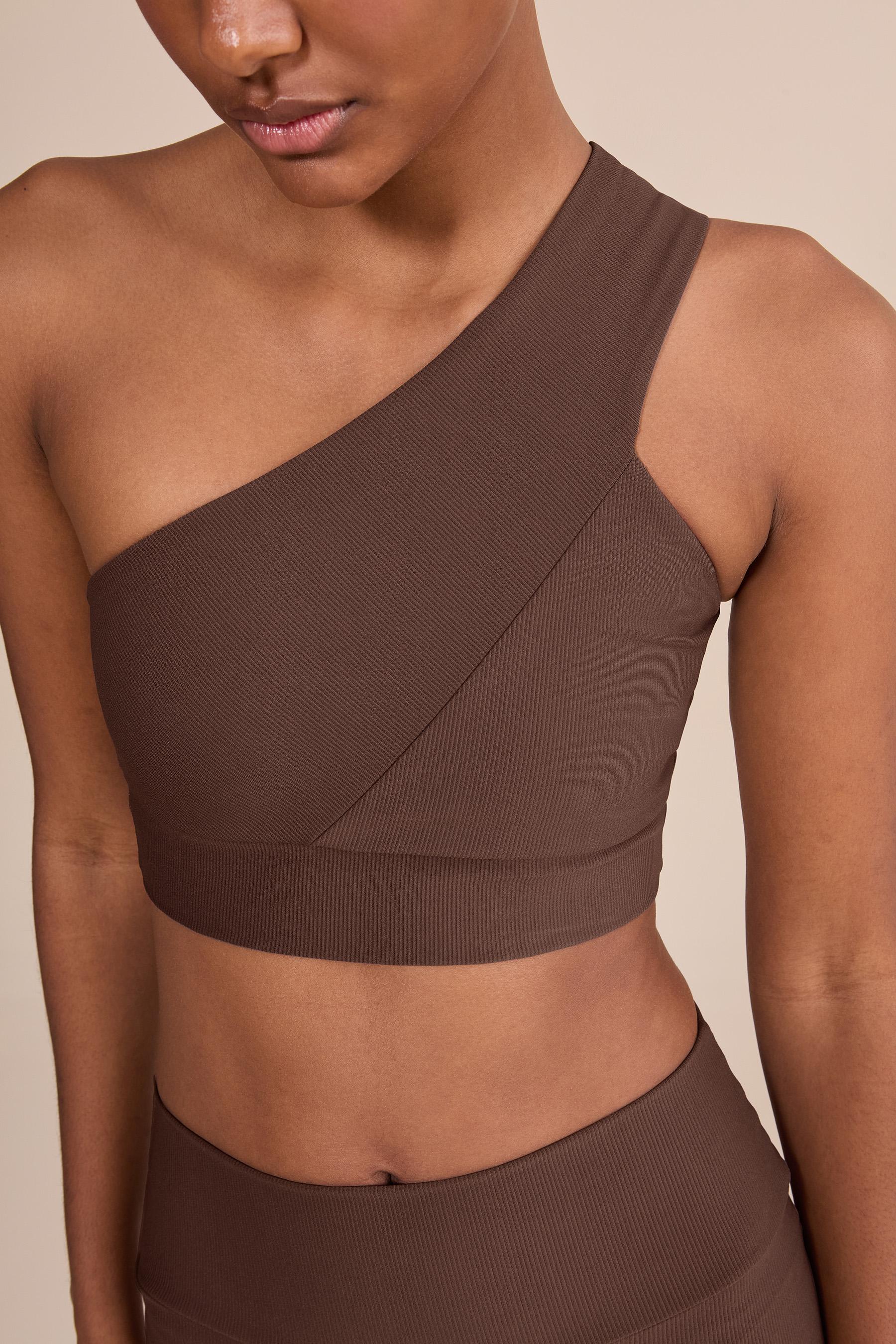 One Shoulder Neoprene Workout Sports Bra for Women - High Support Fitness Top for Running, Yoga & Gym Training