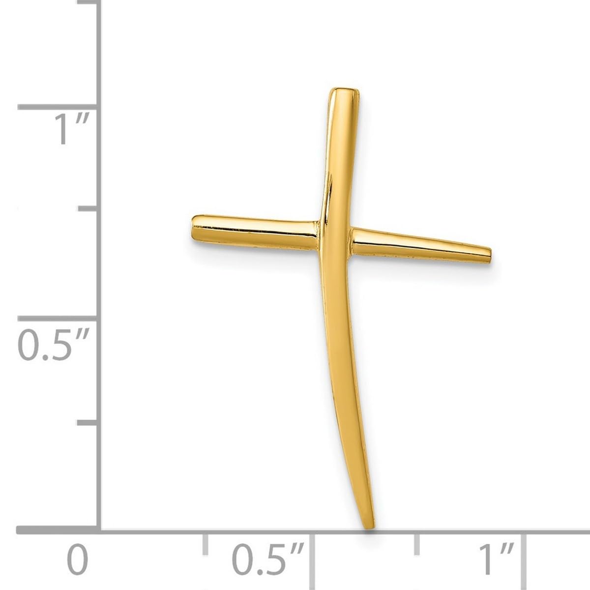 14K Yellow Gold Solid Polished Hidden Bail Curved Cross Pendant Necklace for Women - Religious Faith Jewelry Gift - 17.3x26.7mm with Chain - Perfect for Church, Weddings & Daily Wear