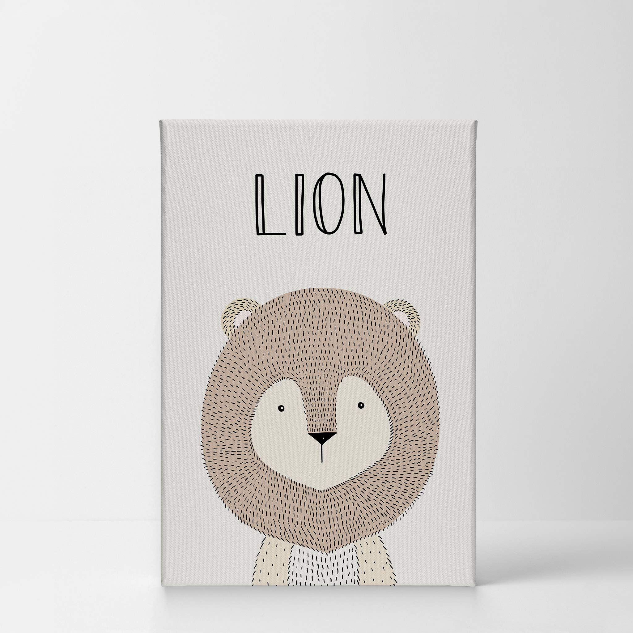 Lion Canvas Wall Art for Kids Room - 40x30 Inch Smile Art Design Painting with Cream Background, Nursery & Baby Room Decor - Handmade in USA | Perfect for Playrooms, Bedrooms & Gifts