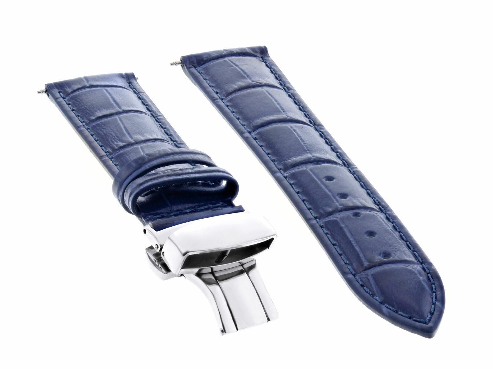 20mm Genuine Leather Watch Band Strap for Rolex Datejust II - Blue Butterfly Deployment Clasp Replacement | Perfect for Business, Casual & Formal Wear