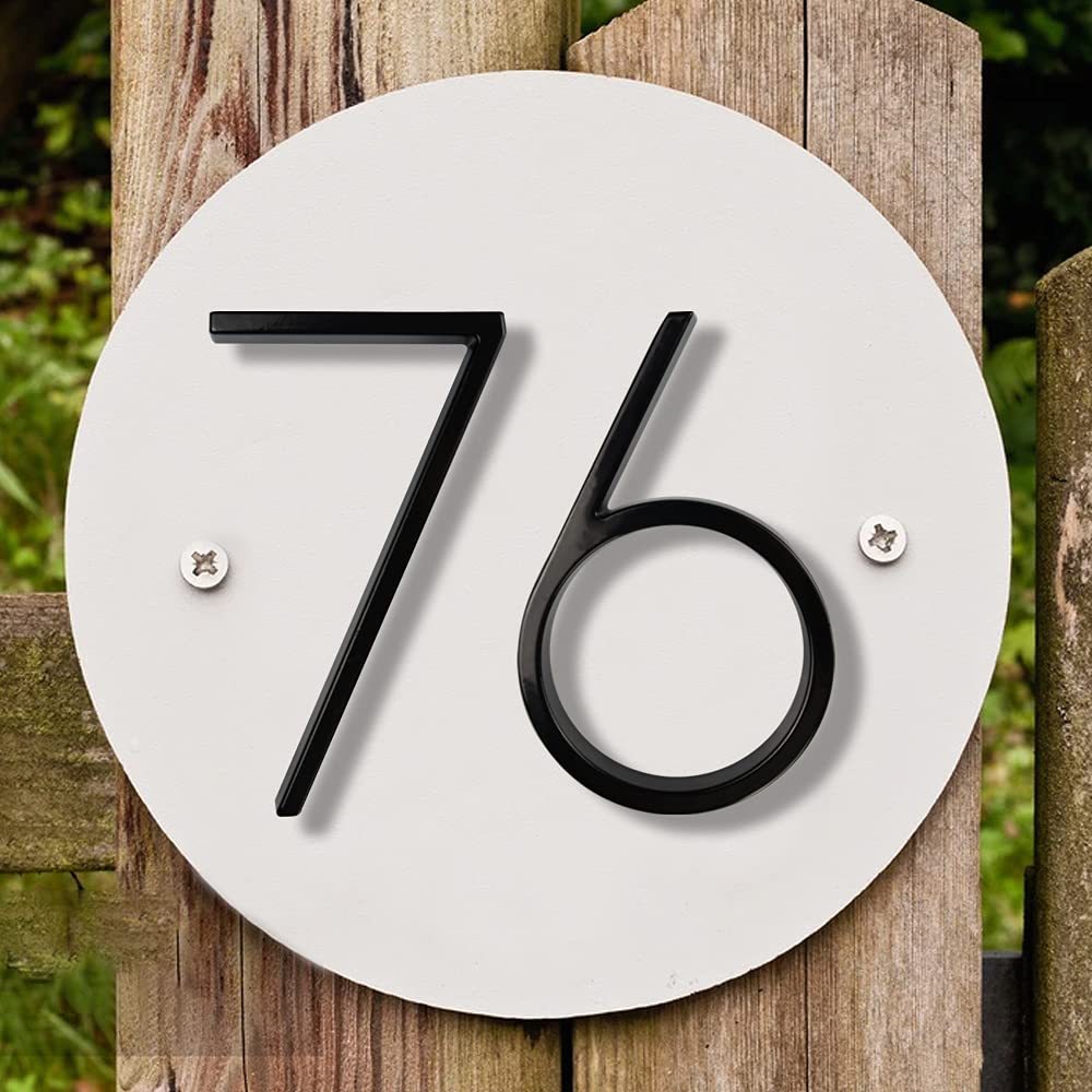 Modern Floating House Numbers 5 Inch - Deamos Zinc Alloy Reflective Address Plaque for Home (Black, #9) - Perfect for Mailbox, Front Door, and Outdoor Property Identification