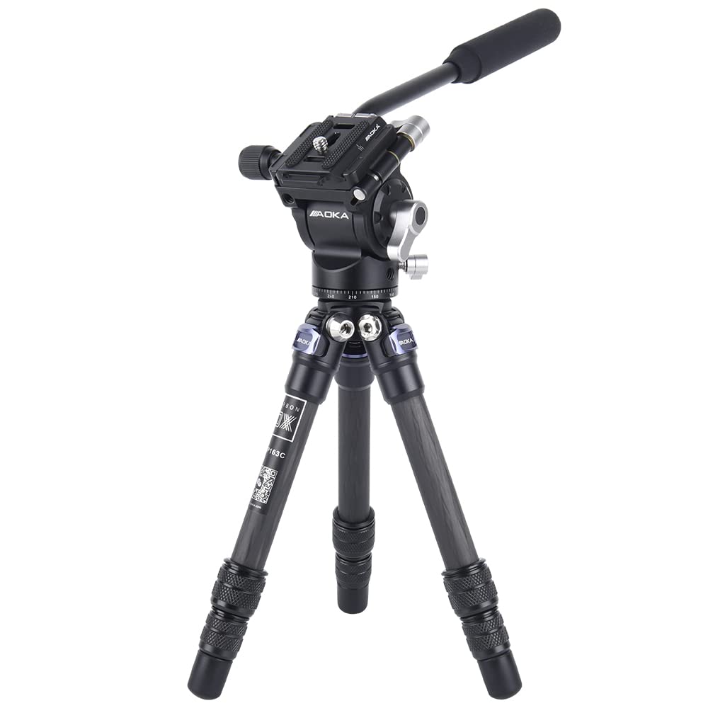 AOKA 15.7 Inch Ultra Lightweight Carbon Fiber Tripod with Hydraulic Head - Compact Travel Tripod for Smartphones, DSLR & Mirrorless Cameras - Perfect for Vlogging, Photography & Outdoor Adventures