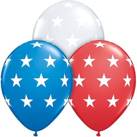 11in Patriotic Big Stars Latex Balloons - Red White & Blue (50 Count) - Perfect for 4th of July, Memorial Day, Labor Day & Independence Day Decorations
