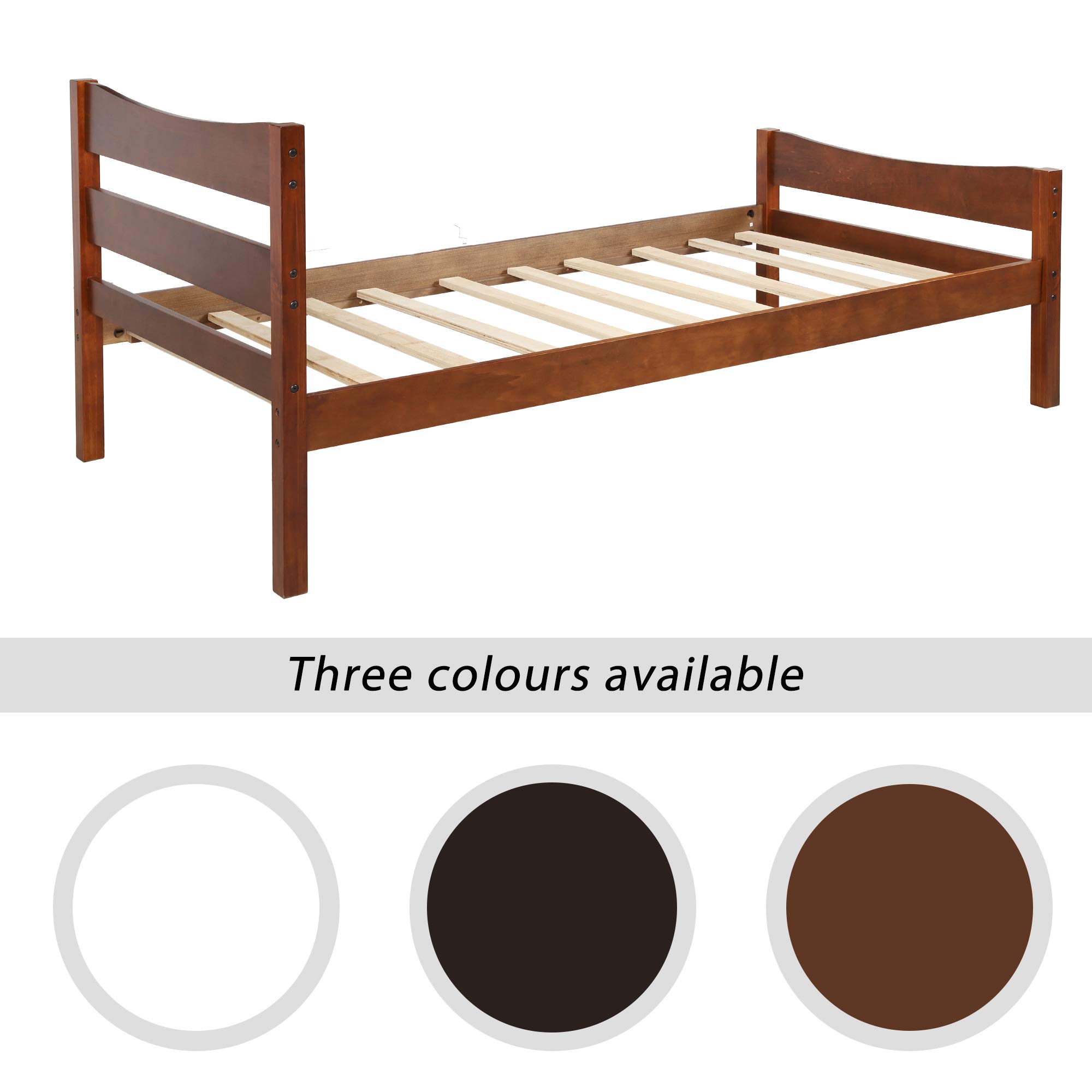 MERITLINE Twin Size Wooden Platform Bed Frame with Headboard & Footboard - No Box Spring Needed, Walnut Finish - Perfect for Small Bedrooms, Guest Rooms & Kids' Rooms
