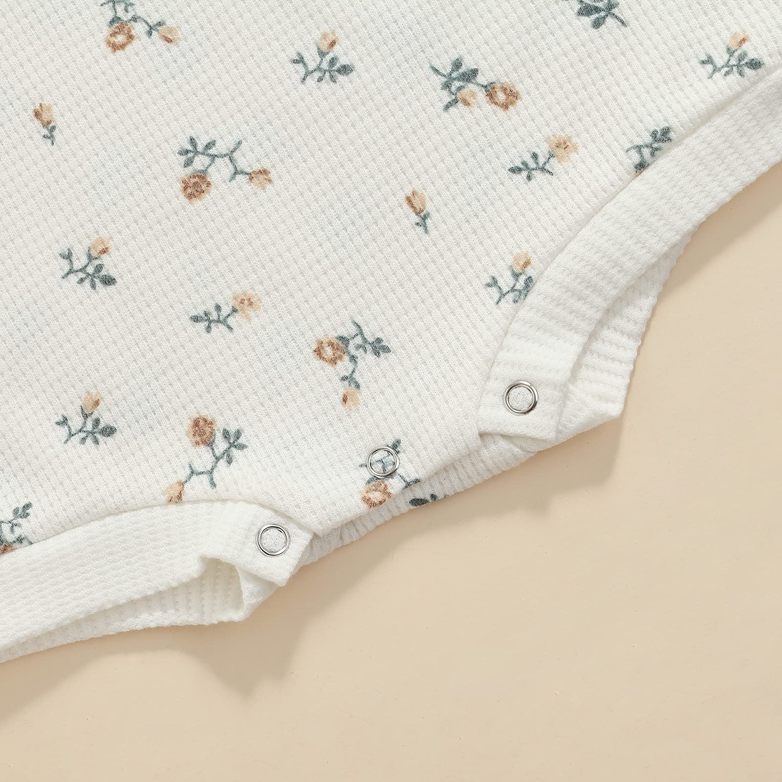 2-Pack Baby Girls' Floral Crewneck Sweatshirt Romper - Soft Knit Waffle Long Sleeve Bodysuit for Infants 0-24 Months | Perfect for Playdates, Photo Shoots & Everyday Comfort