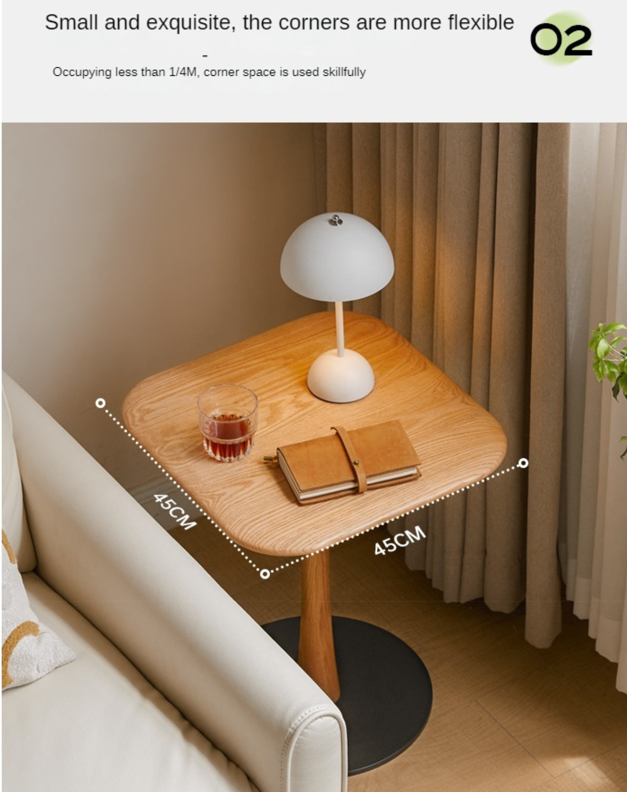 Solid Oak & Black Walnut Small Square Side Table - Handcrafted Wooden End Table for Living Room, Bedroom, or Office Decor