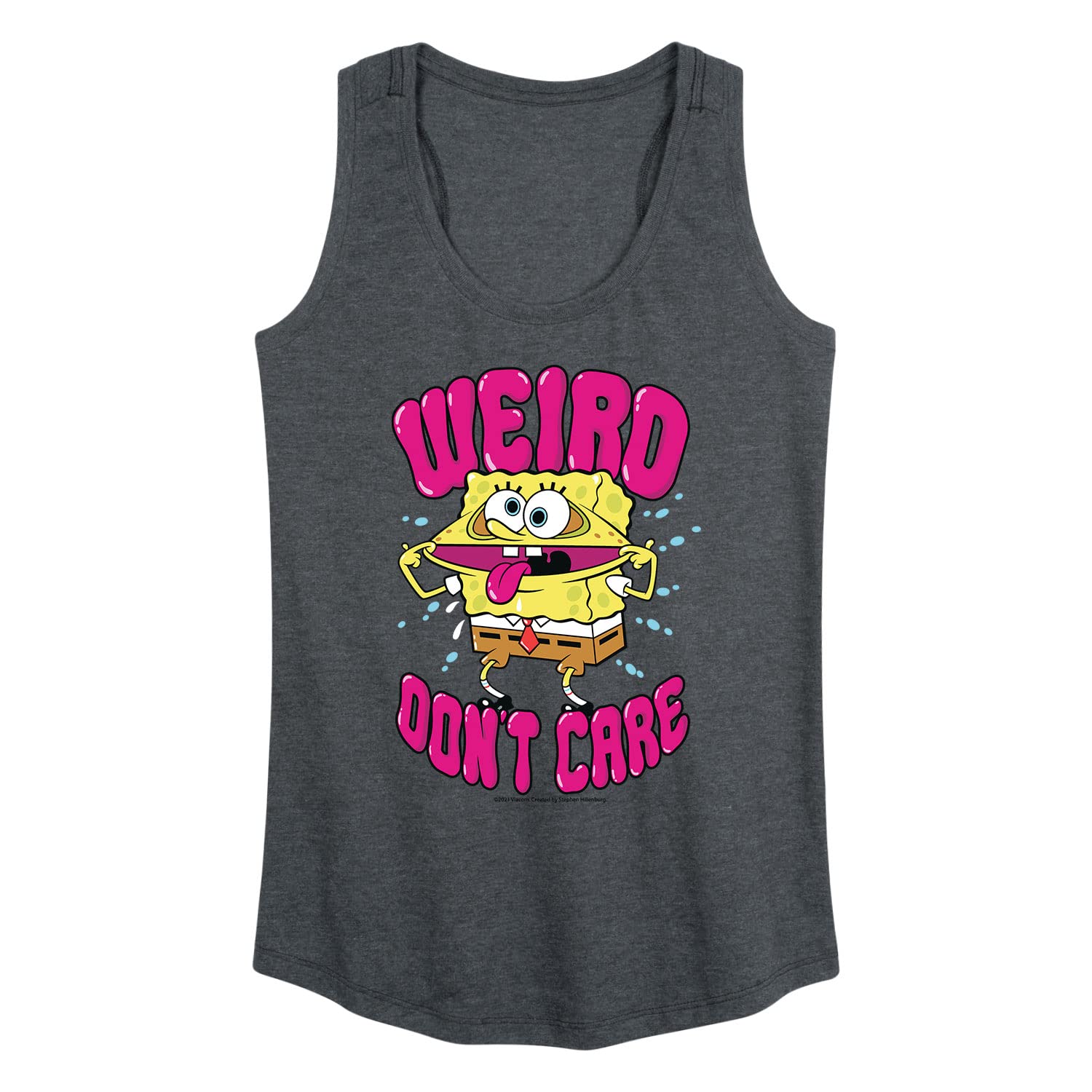 HYBRID APPAREL Spongebob Squarepants Weird Graphic Women's Racerback Tank Top - Funny Cartoon Print Sleeveless Shirt for Women - Perfect for Beach, Gym & Casual Wear