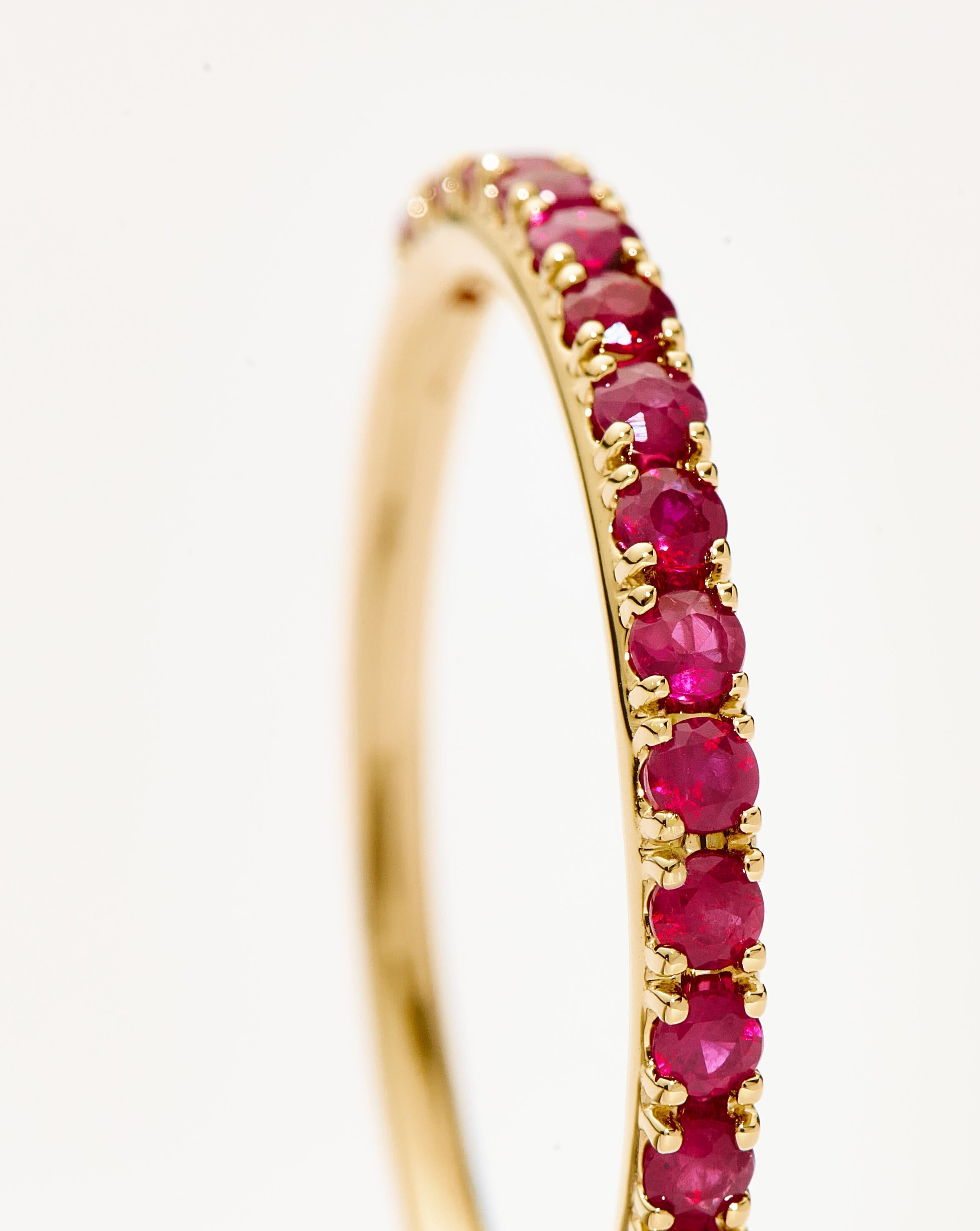 14K Solid Gold Half Eternity Ruby Ring for Women - Genuine Ruby Wedding Band, Anniversary Gift, Valentine's Day Jewelry - Perfect for Engagement, Proposal & Special Occasions