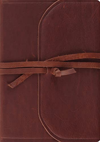 ESV Journaling Bible - Interleaved Edition with Brown Leather Cover, Flap & Strap | Perfect for Bible Study, Sermon Notes & Personal Reflection