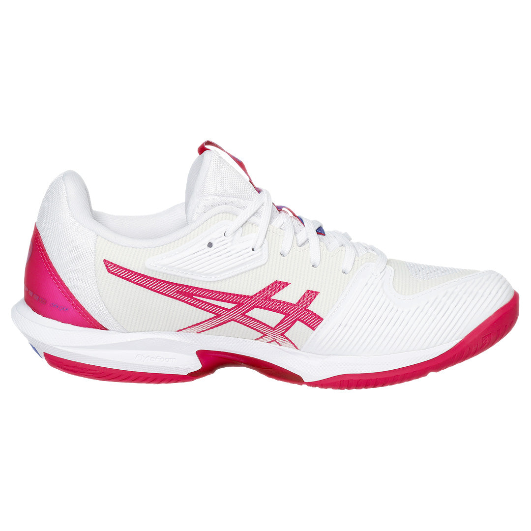 ASICS Women's Solution Speed FF 3 Tennis Shoes - White/Bright Rose | Lightweight Performance Court Shoes for Women | Perfect for Competitive Matches & Training Sessions
